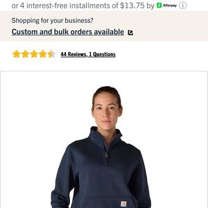 Carhartt Women's Dark Blue Half-Zip Sweater